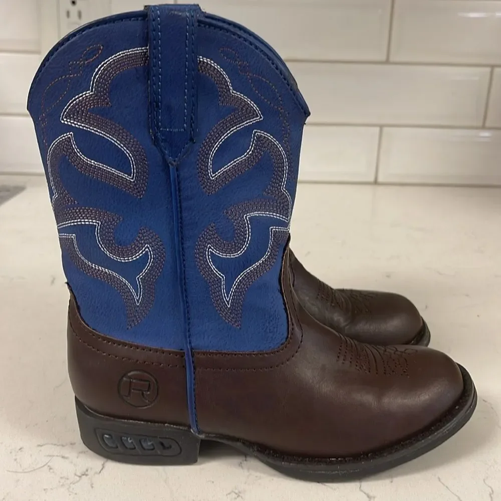 Roper Kids Lightning (Toddler/Little Kid) Blue and Brown Western Boots Size 11
